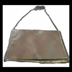 Chelsea28 Nordstrom‎ Champagne Metallic Crossbody Purse, Whipstitch & Chain Trim